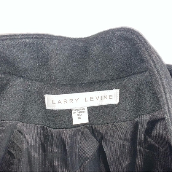 Larry Levine Vintage Black Full Length 100% Wool Collarless Winter Coat Size 16 - Picture 8 of 12